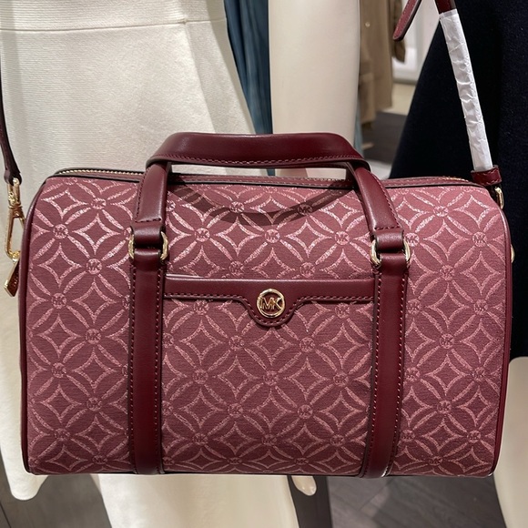 MICHAEL KORS JST TRAVEL MEDIUM DUFFLE SATCHEL SHOULDER CROSSBODY BAG MK OXBLOOD - Picture 8 of 16